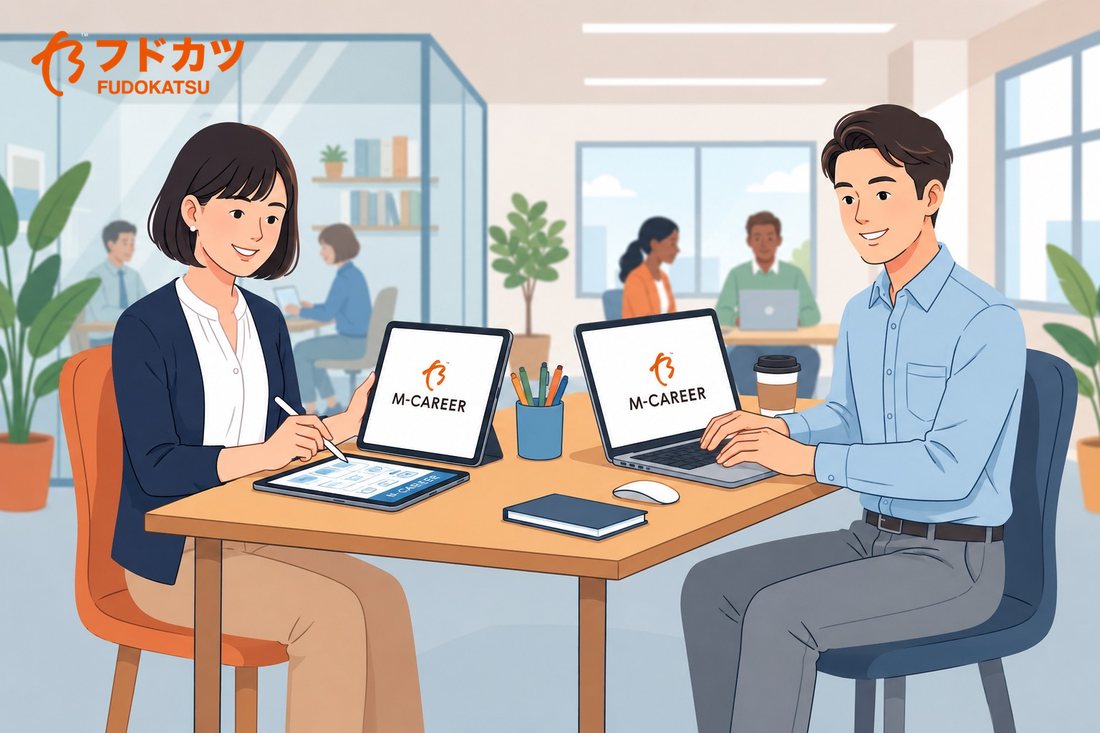 オフィスで適性検査を受ける2人のイラスト